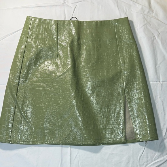 Princess Polly Dresses & Skirts - Princess Polly Faux Leather Mini Sage Green Skirt